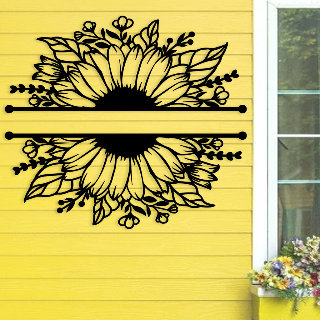 Personalized Sunflower Monogram Metal Wall Art