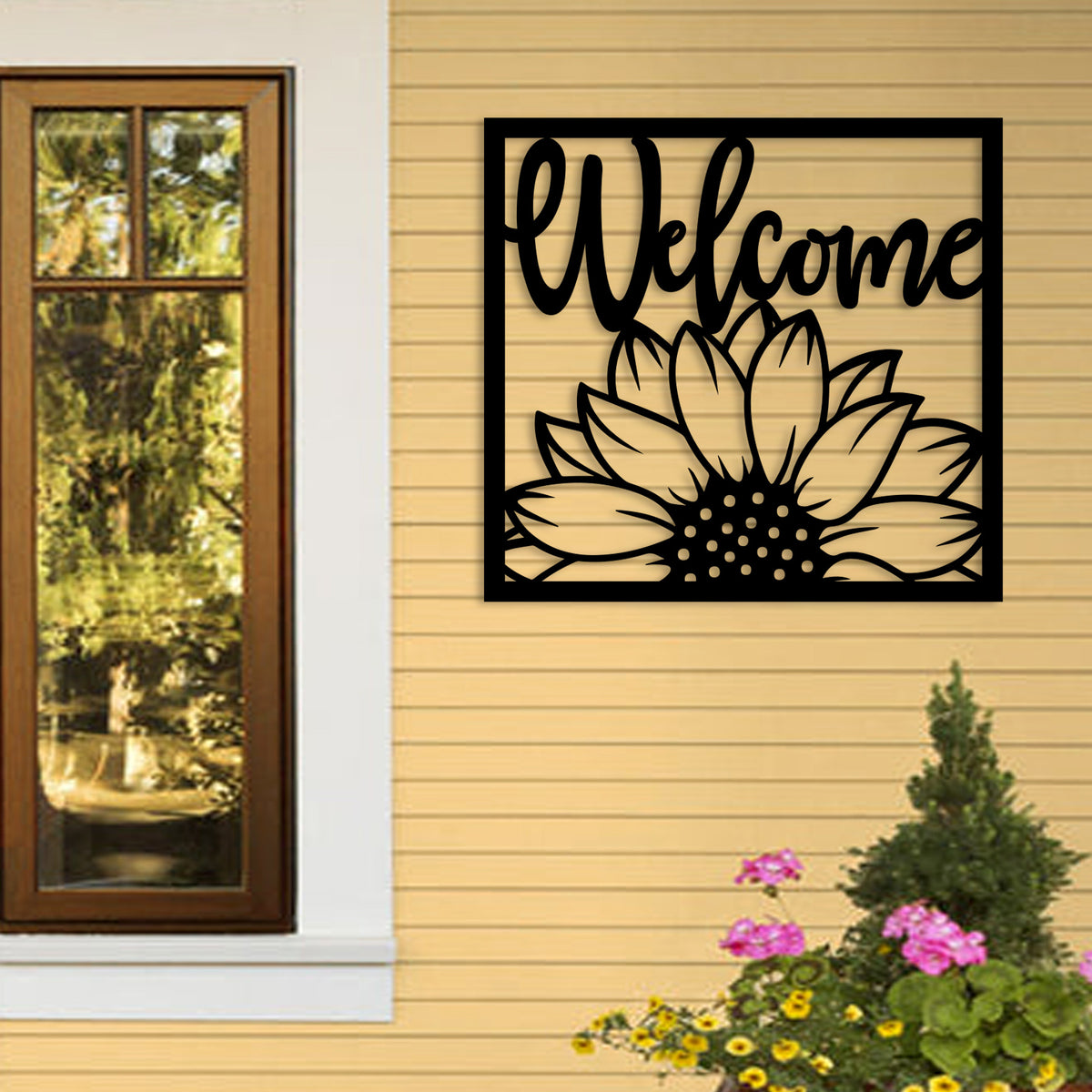 Sunflower Welcome Sign | Metal Garden Art & Decor | Made In The USA | K ...