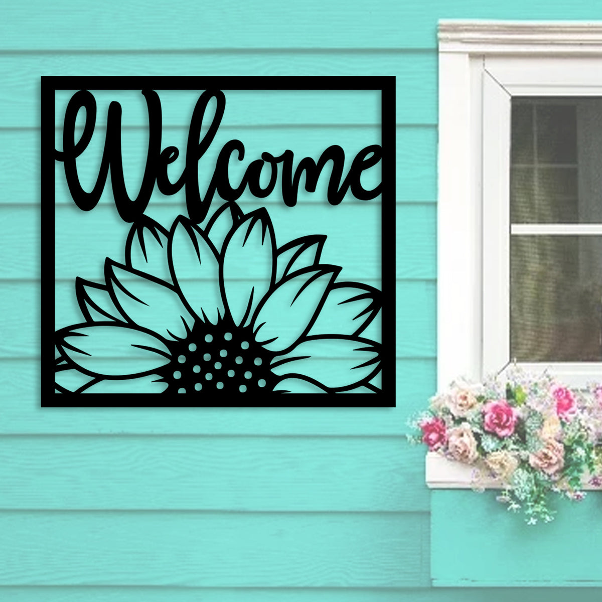 Sunflower Welcome Sign Metal Garden Art Decor Made In The USA K Sunflower welcome sign metal garden art decor made in the usa k