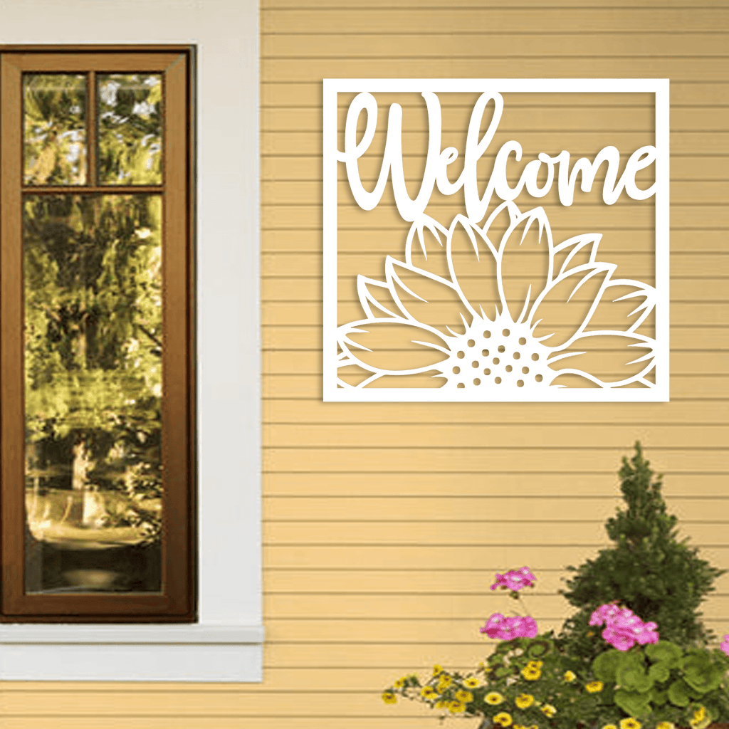 thumbnail image 2 of Vintage Sunflower Welcome Sign - 14.2x16.5 Inch Metal Wall Art For Garden & Home Decor 2 of 12