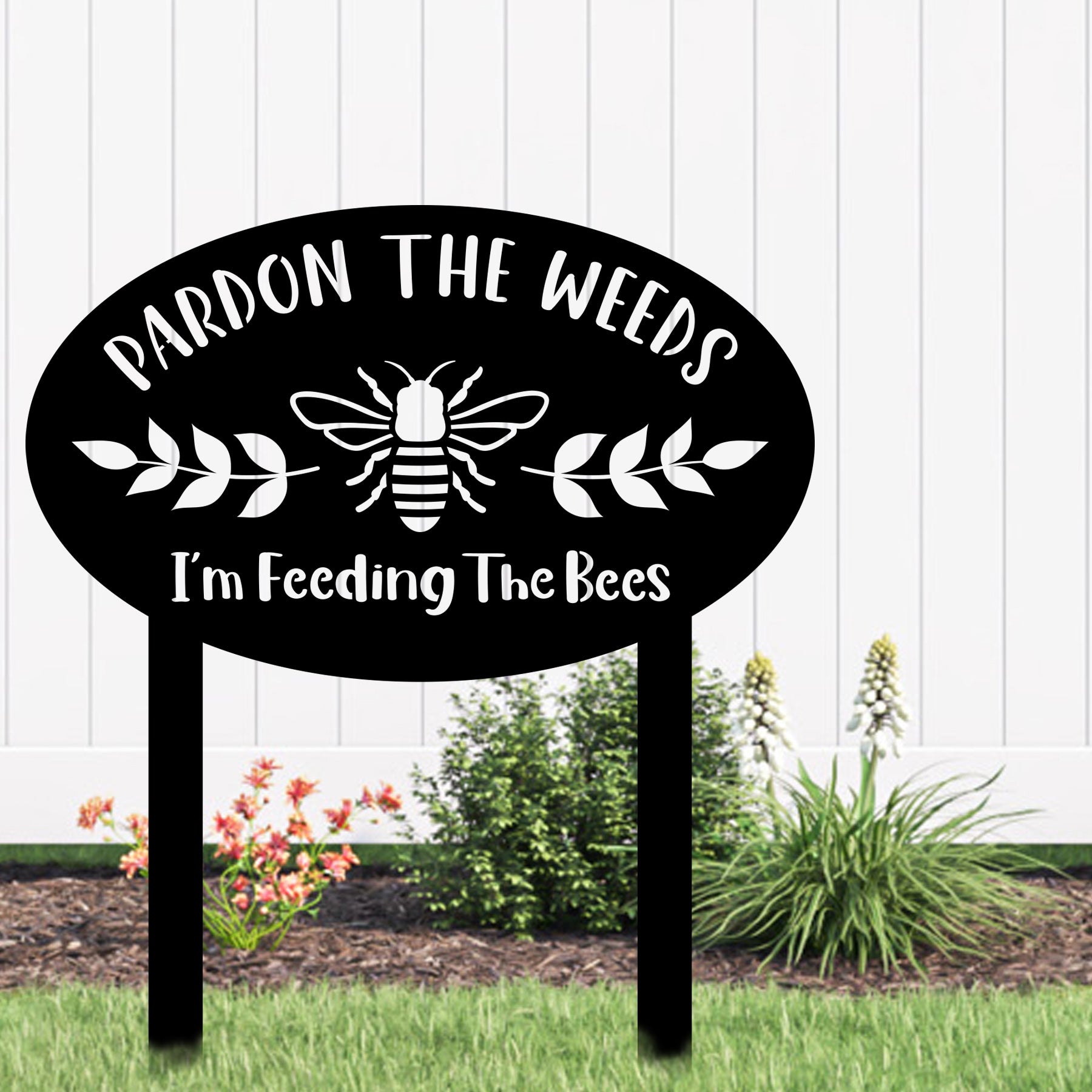 7x8.8 Inch Pardon The Weeds We're Feeding The Bees Sign With Stake,Aluminum Outdoor Decoration Aluminum Use Easy Install Set 1