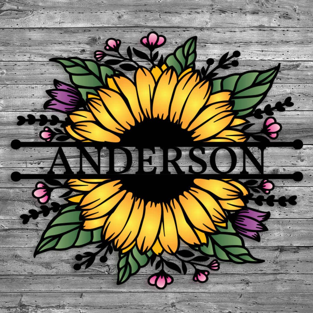 Color Splashed Personalized Sunflower Monogram Garden Art
