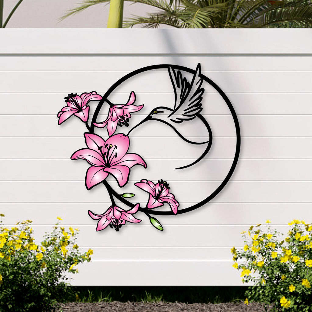 Hummingbird Garden Wreath Metal Wall Art