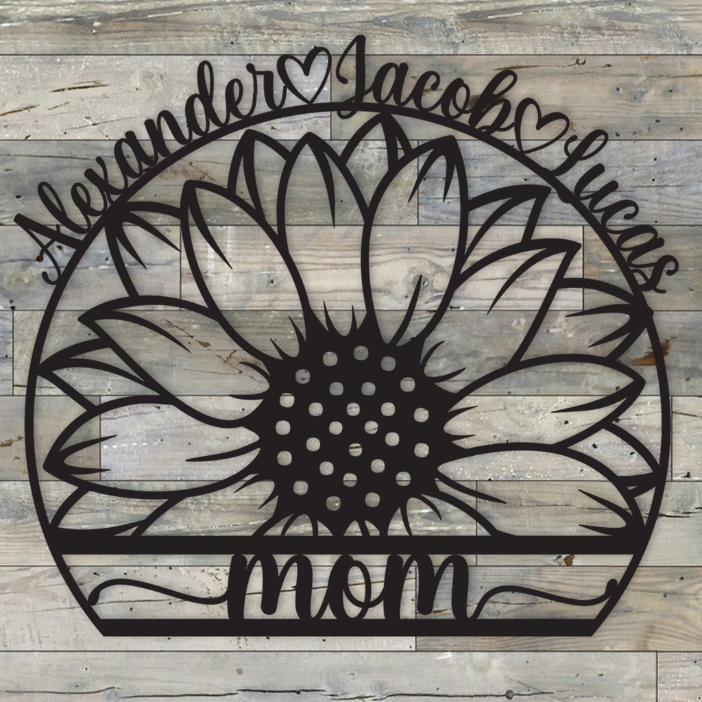 Custom Sunflower Mom Metal Wall Art