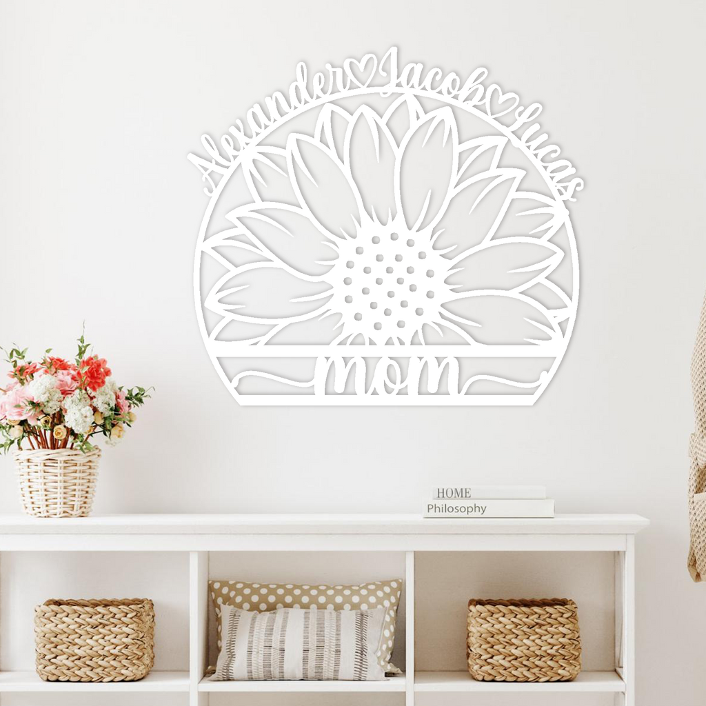 Custom Sunflower Mom Metal Wall Art