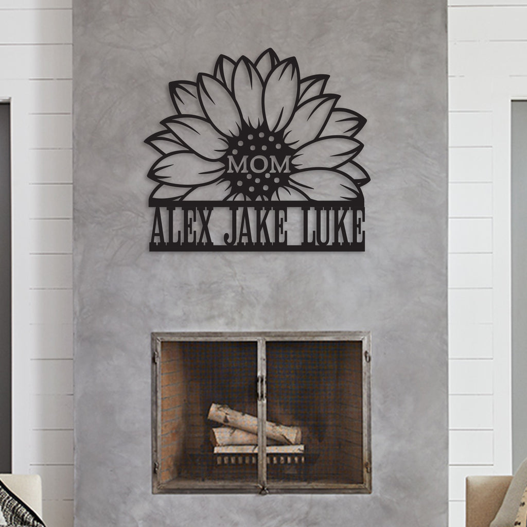 Personalized Sunflower Mom Metal Wall Art