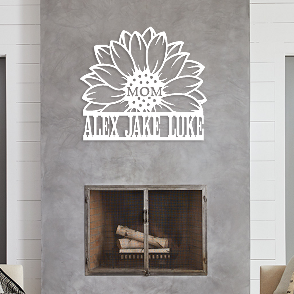 Personalized Sunflower Mom Metal Wall Art