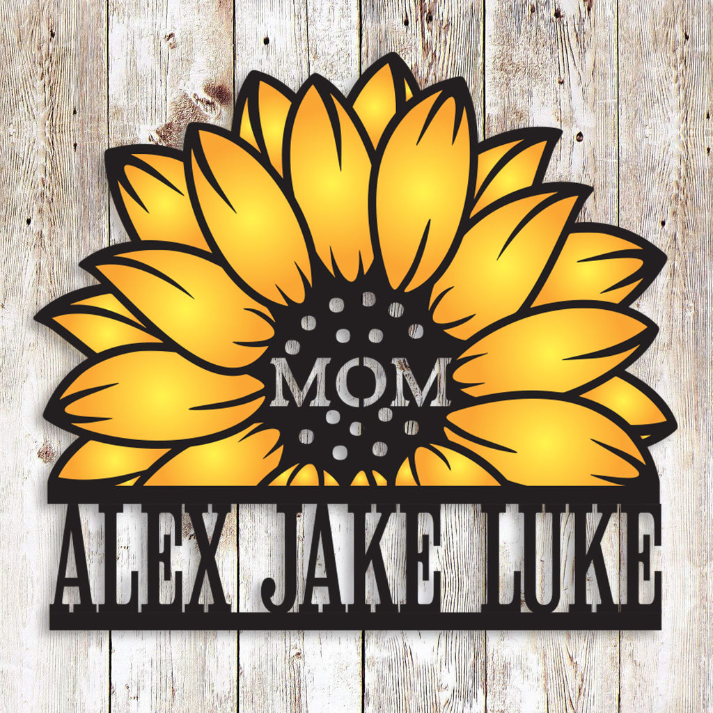 Personalized Color Sunflower Mom Wall Art