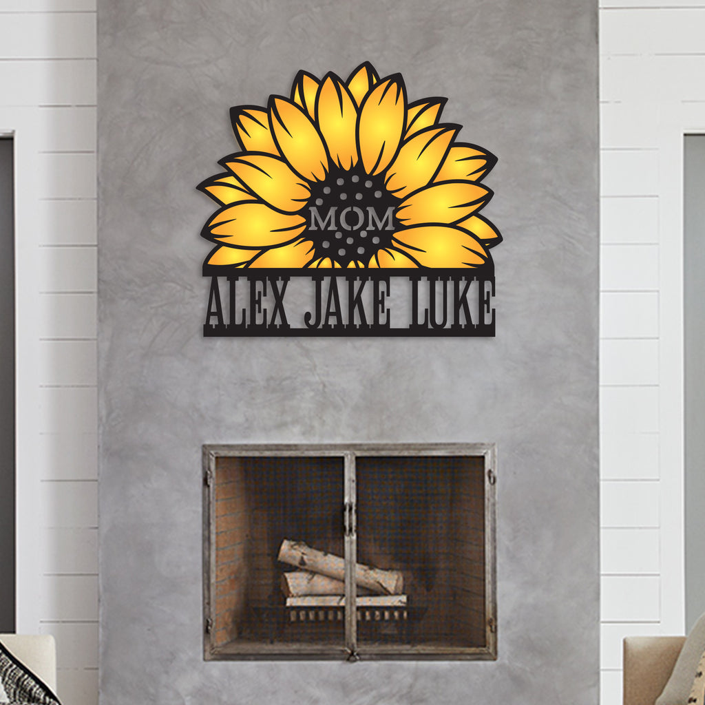 Personalized Color Sunflower Mom Wall Art