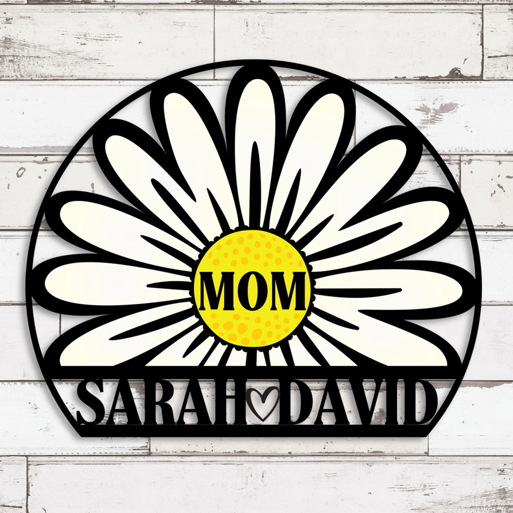 Personalized Color Daisy Mom Wall Art