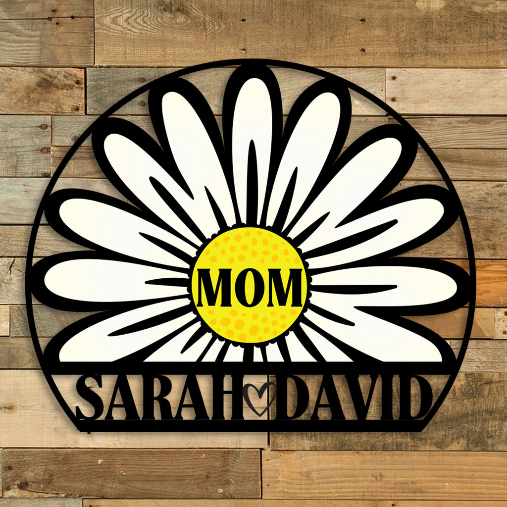 Personalized Color Daisy Mom Wall Art