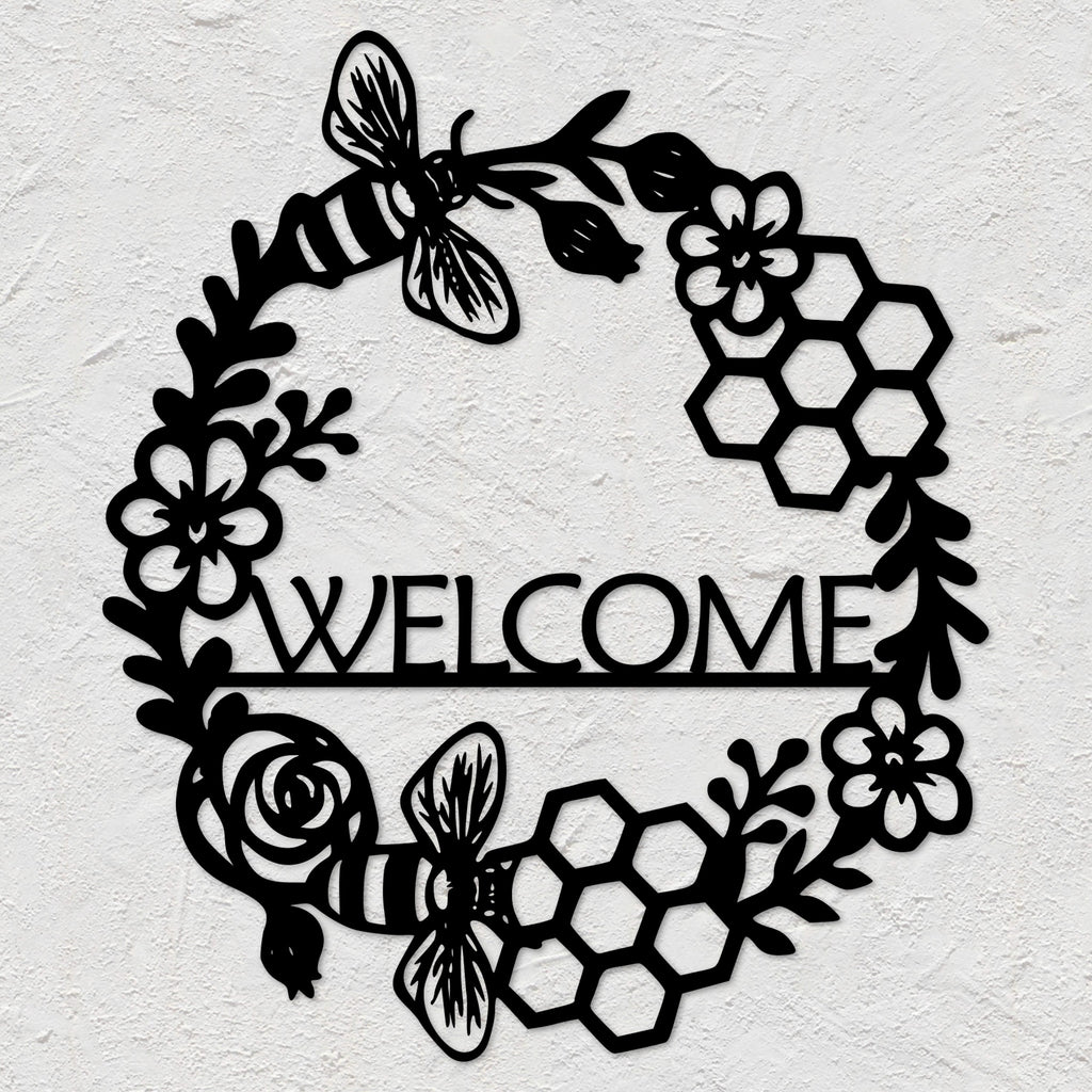 Bee Wreath Welcome Sign