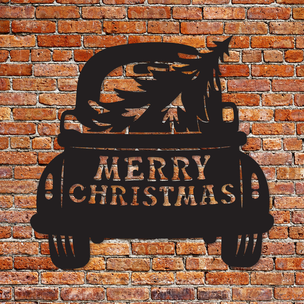 Merry Christmas Truck Metal Wall Decor