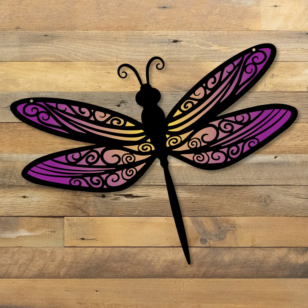 Color Splashed Dragonfly Metal Wall Art