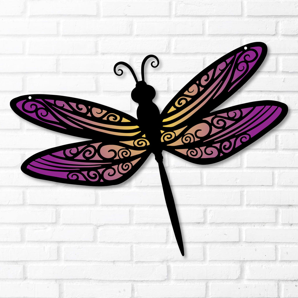 Color Splashed Dragonfly Metal Wall Art