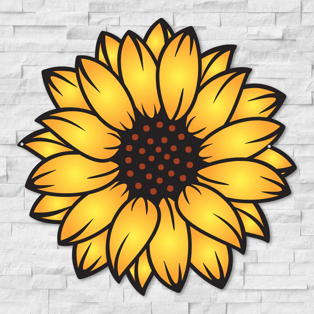 Color Splashed Sunflower Metal Wall Art