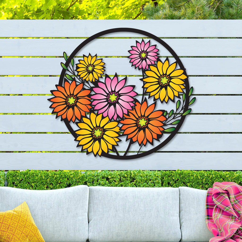 Colorful Flowers Metal Wall Decor