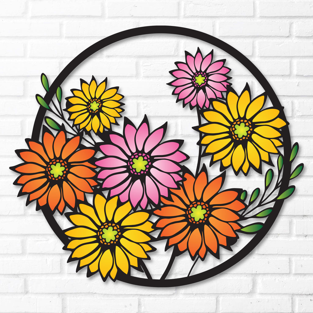 Colorful Flowers Metal Wall Decor