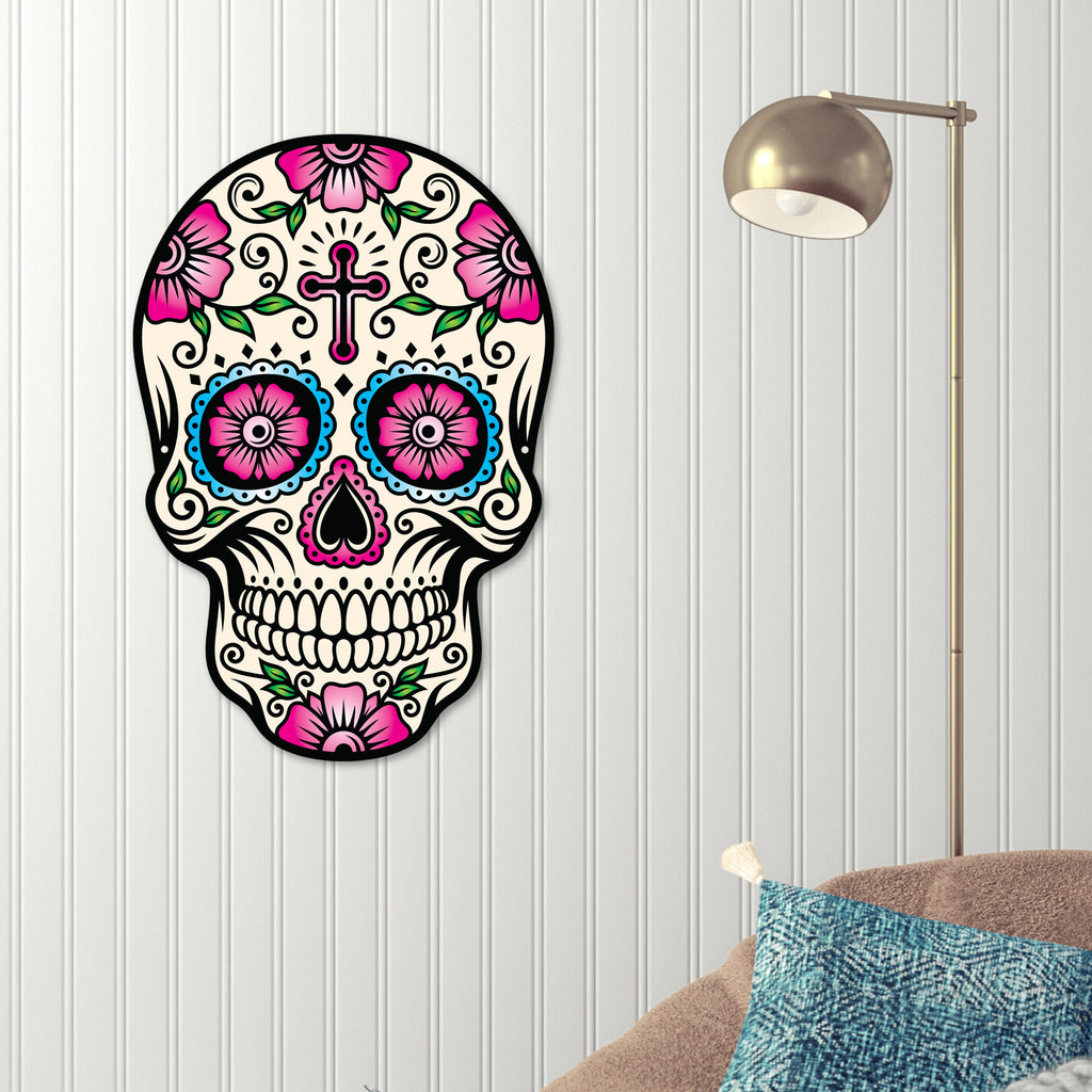 Sugar Skull Color Splashed Metal Wall Décor