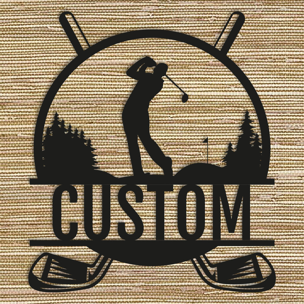 Custom Golf Monogram Male Metal Wall Decor