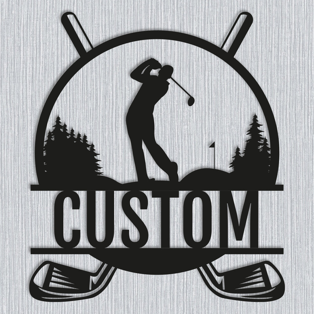 Custom Golf Monogram Male Metal Wall Decor