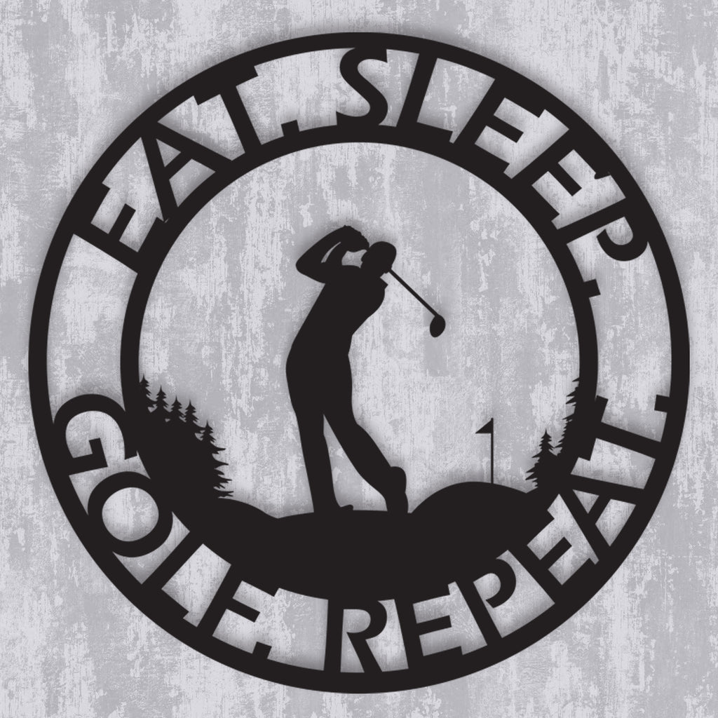 Eat Sleep Golf Repeat Metal Wall Art