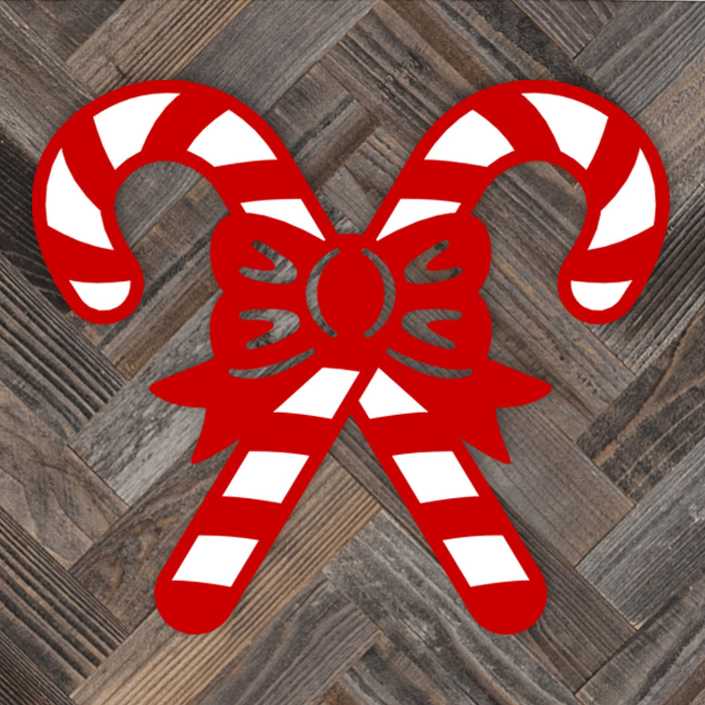 Color Splashed Candy Canes and Bow Metal Wall Decor