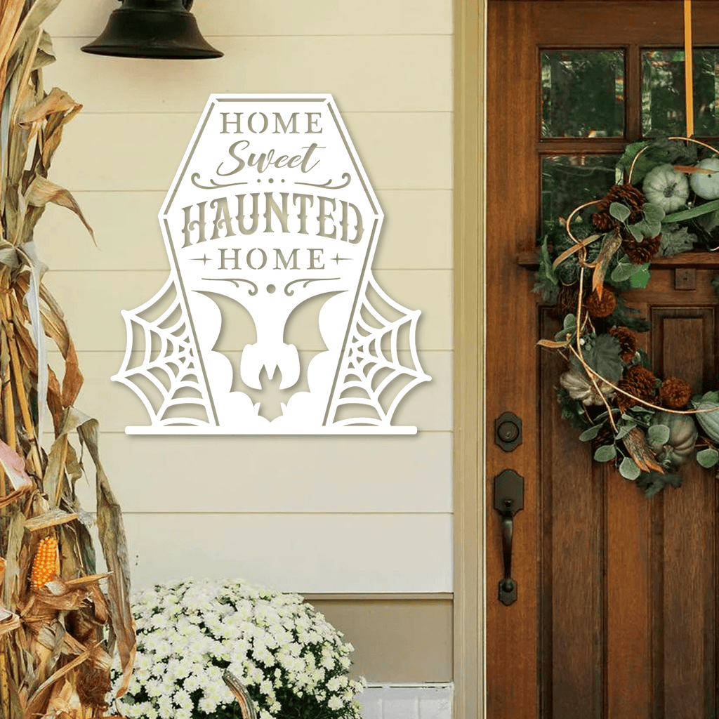 Home Sweet Haunted Home Coffin Metal Wall Decor