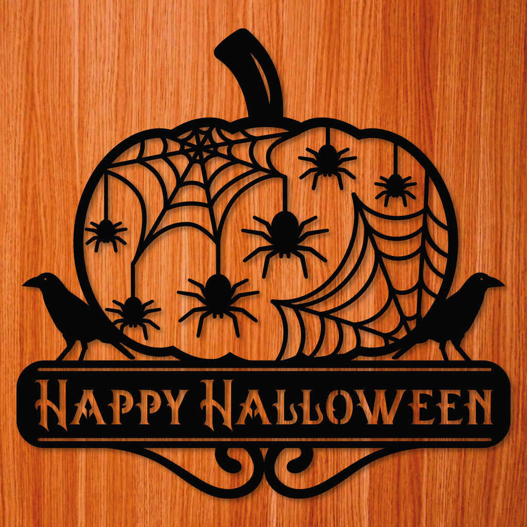 Happy Halloween Pumpkin Spider Web Decoration