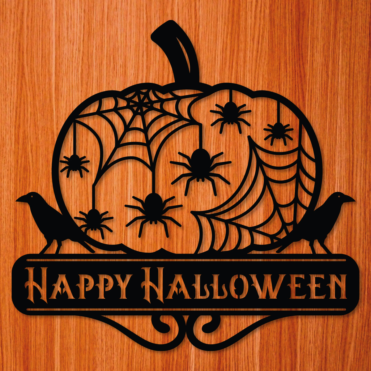 Happy Halloween Sign | Pumpkin Spider Web Decoration | Metal Art | K&S ...