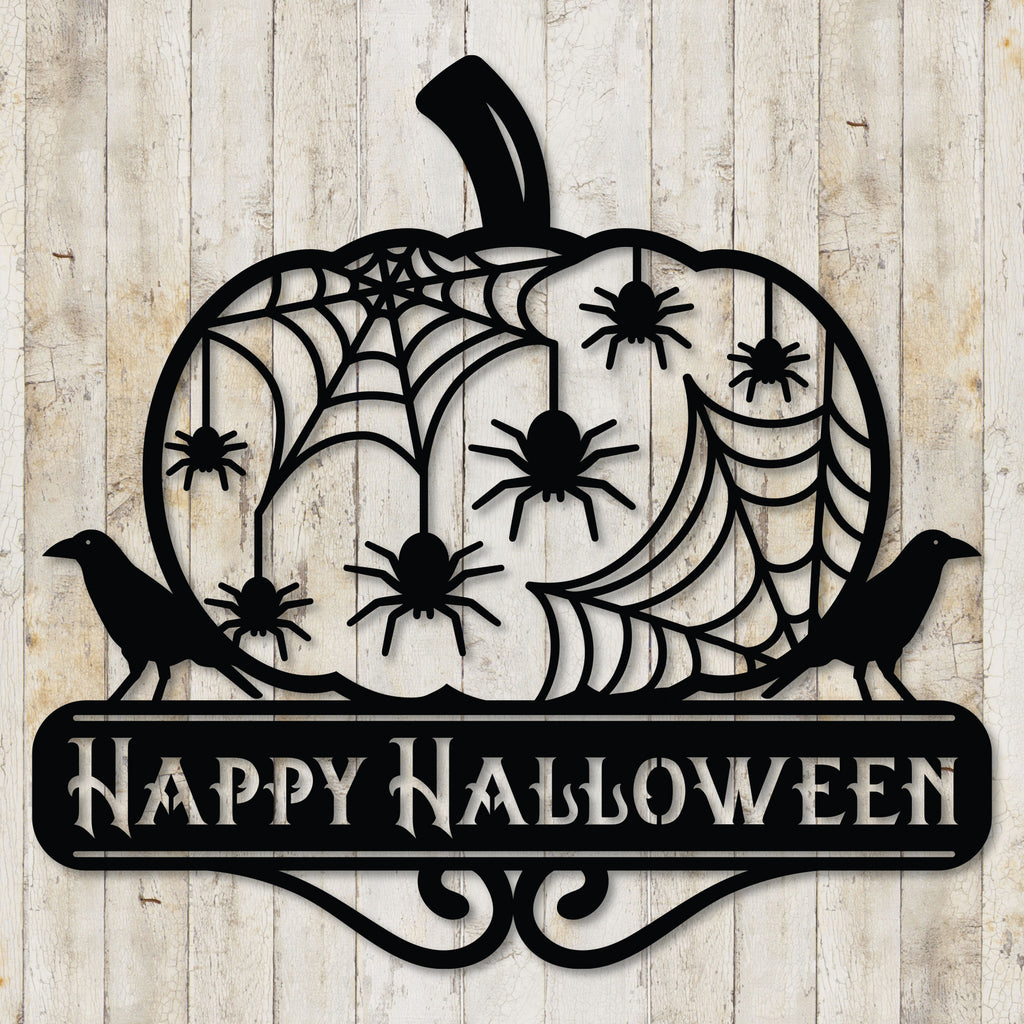 Happy Halloween Pumpkin Spider Web Decoration