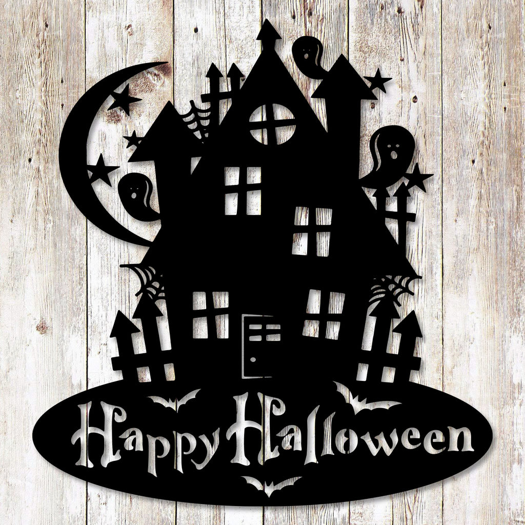 Happy Halloween Haunted House Metal Wall Decoration