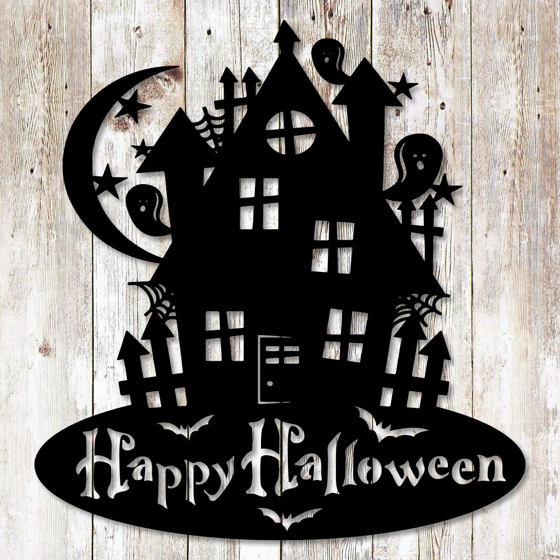 Halloween Haunted House Wall Or Window Decal – Large 24x22 Inch Die-Cut Vinyl, Reusable & Repositionable | Spooky Seasonal Decor