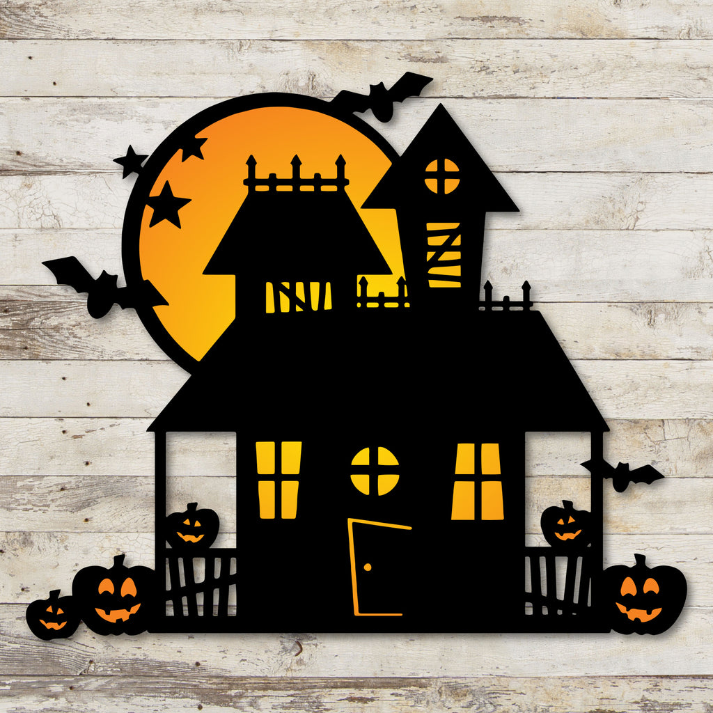 Haunted House Color Splashed Metal Wall Decor