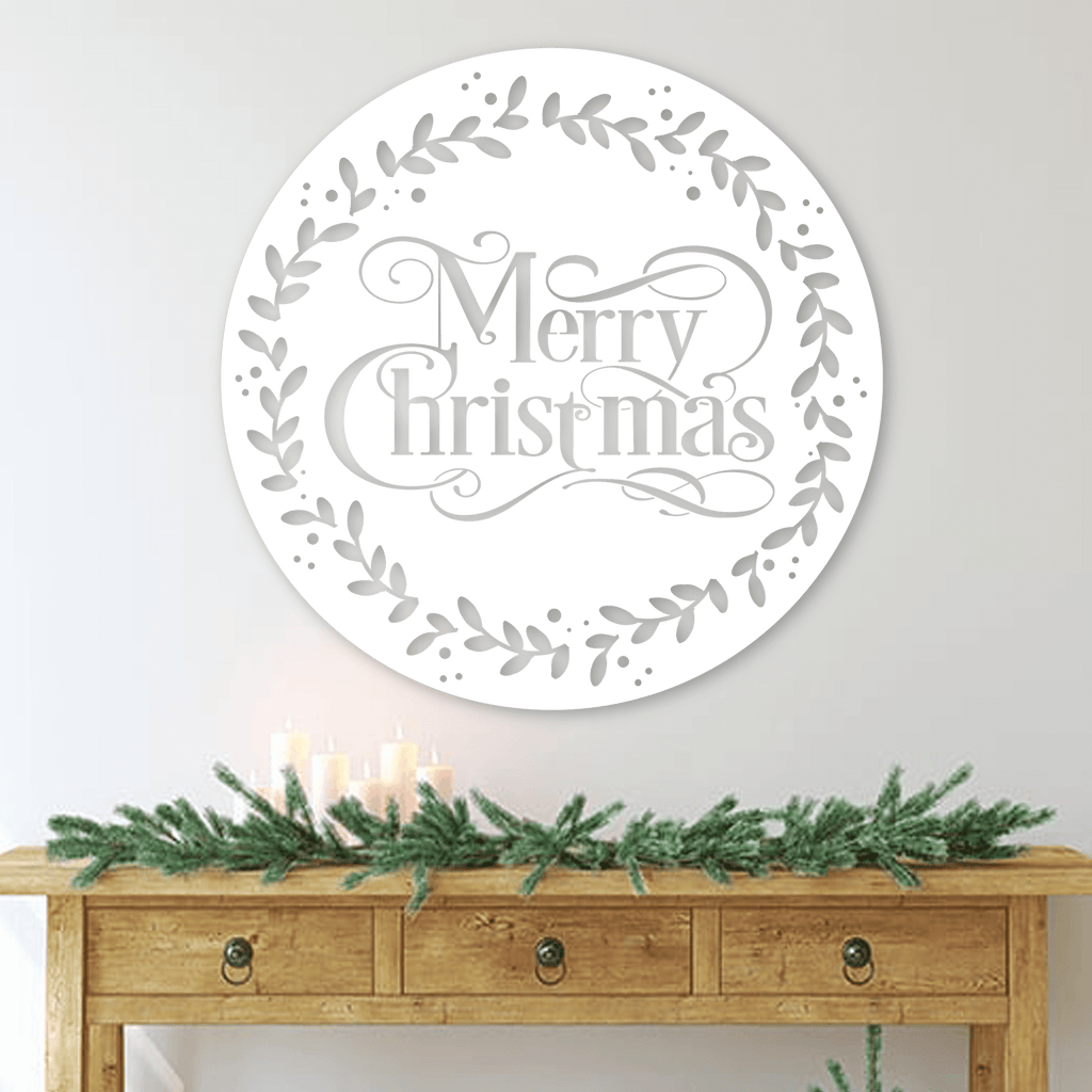 Merry Christmas Wreath Metal Wall Decor 2