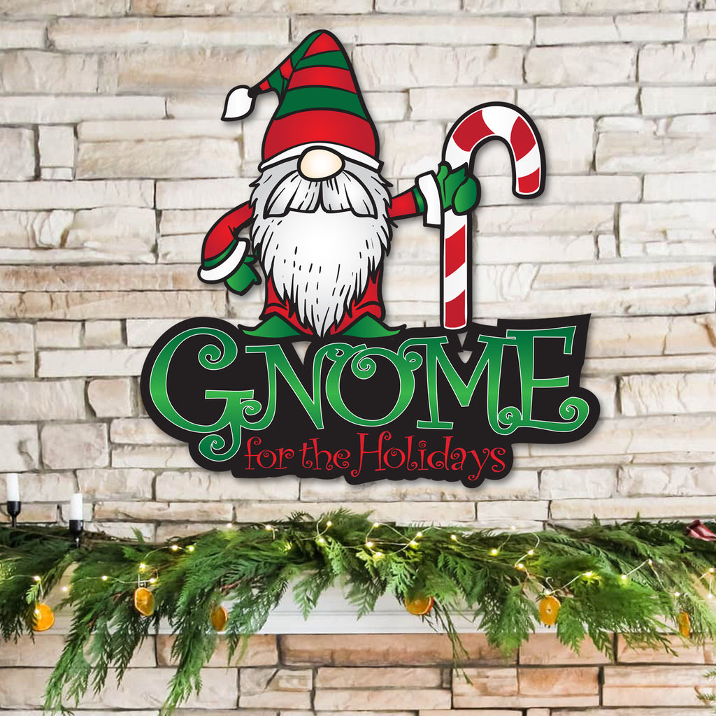 Color Splashed Gnome For The Holidays Metal Wall Decor