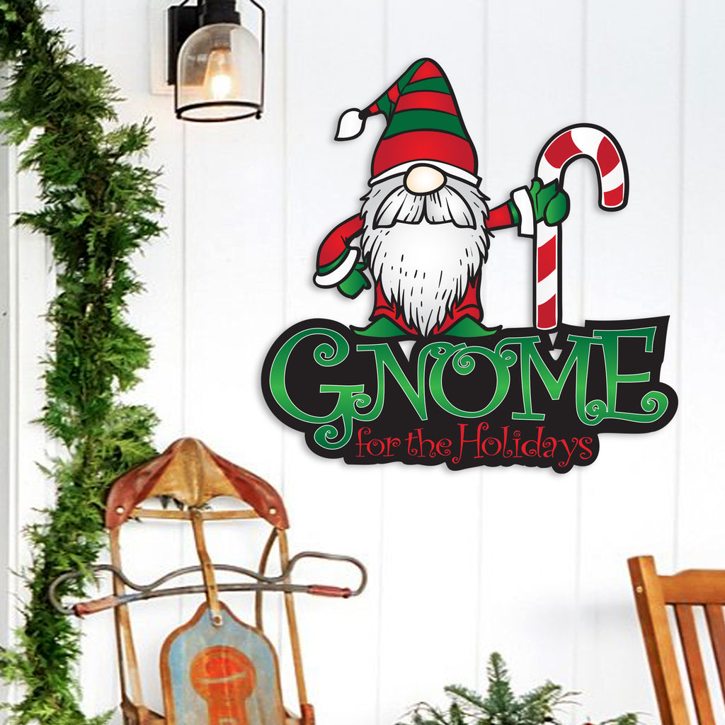 Color Splashed Gnome For The Holidays Metal Wall Decor