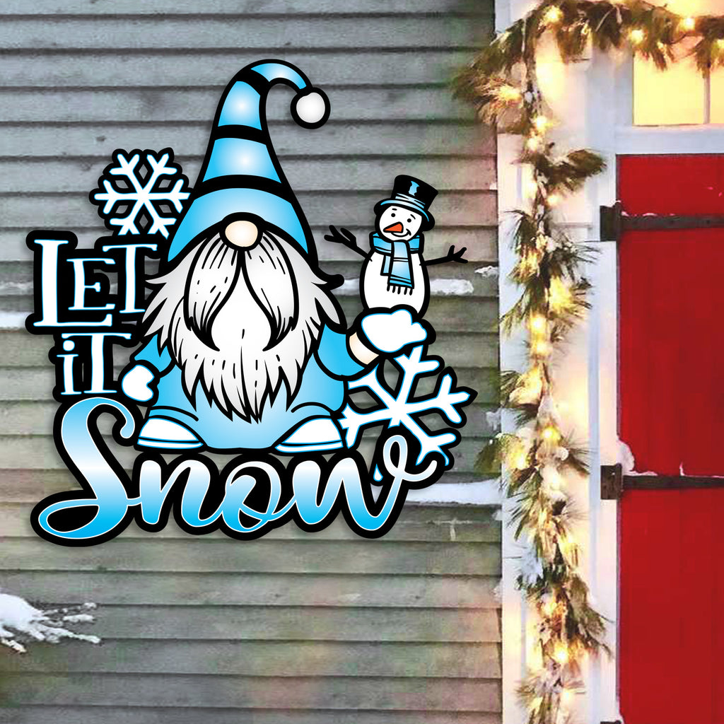 Color Splashed Gnome Let It Snow Metal Wall Decor