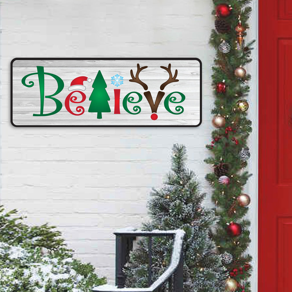 Color Splashed Printed Believe Metal Wall Decor