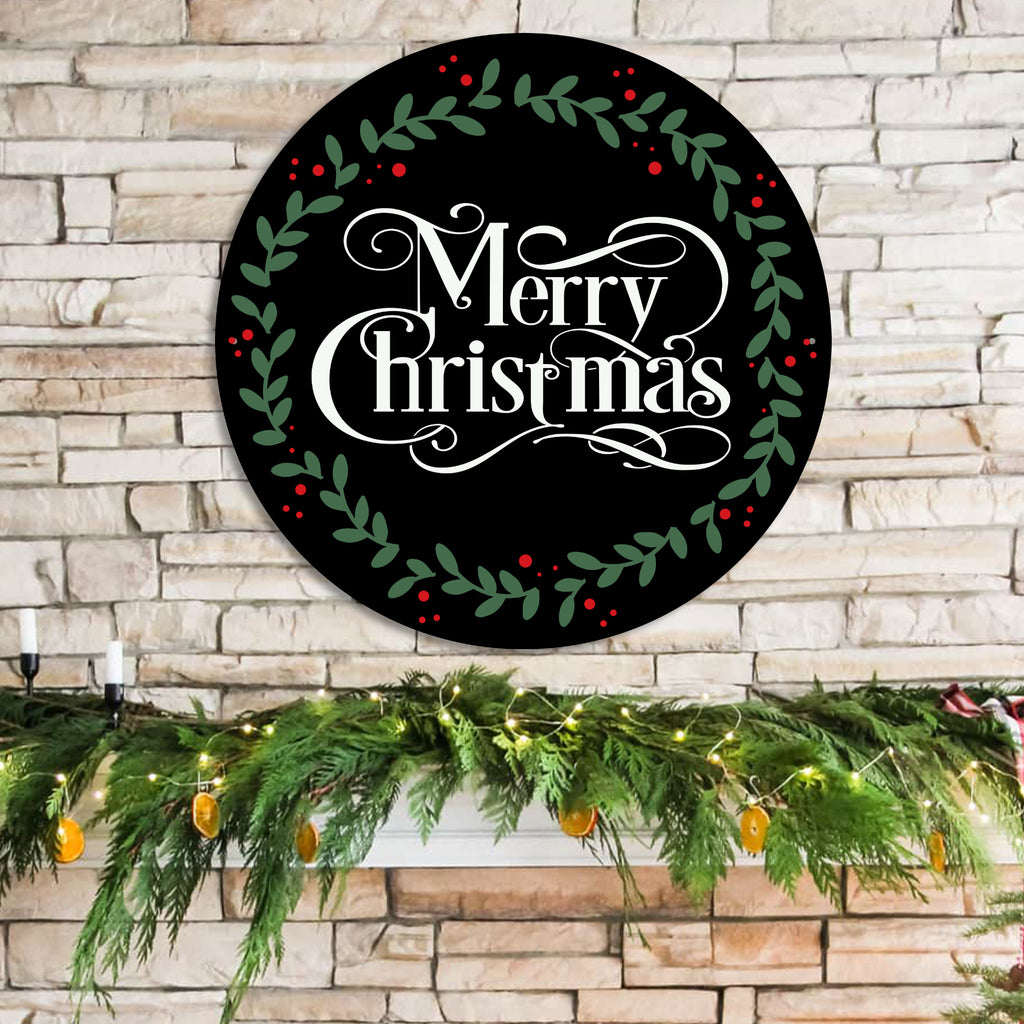 Color Splashed Christmas Wreath Metal Wall Decor