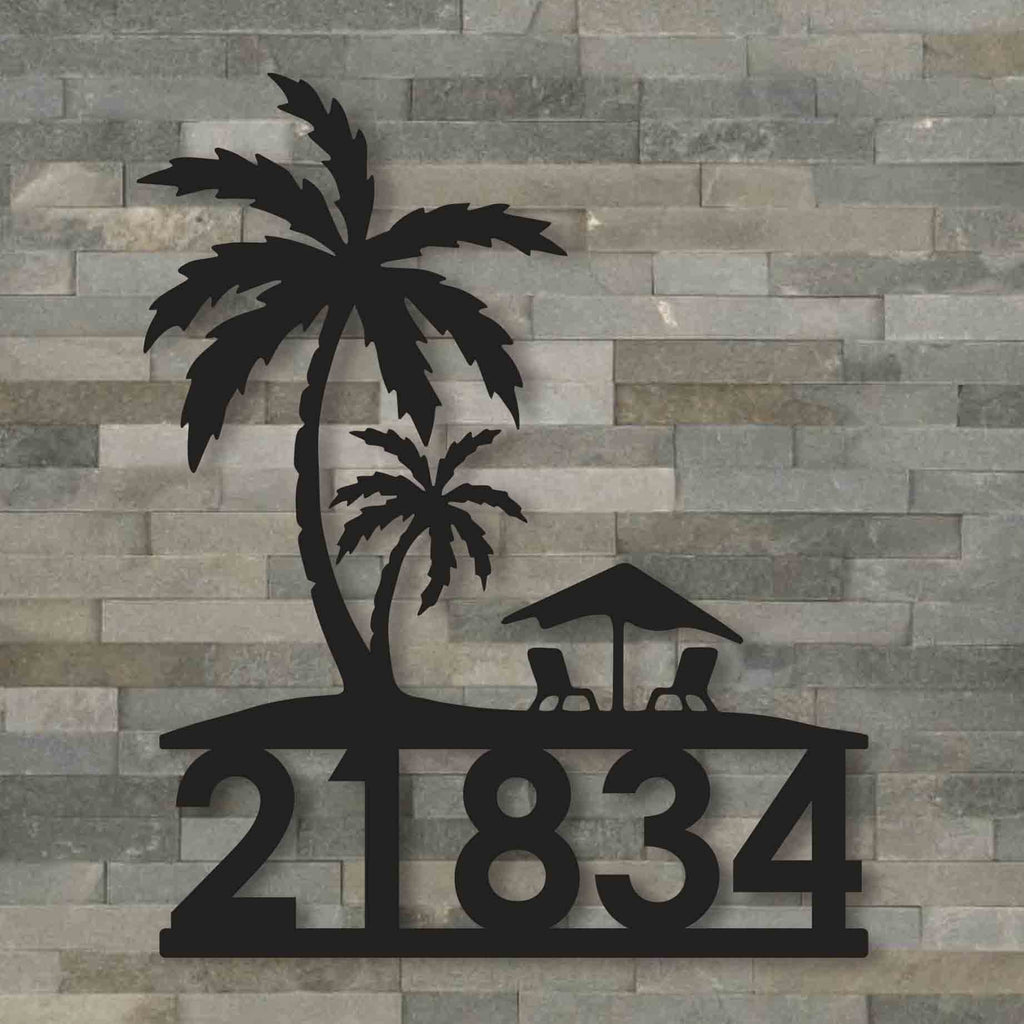 Palm Trees Metal Address Plate