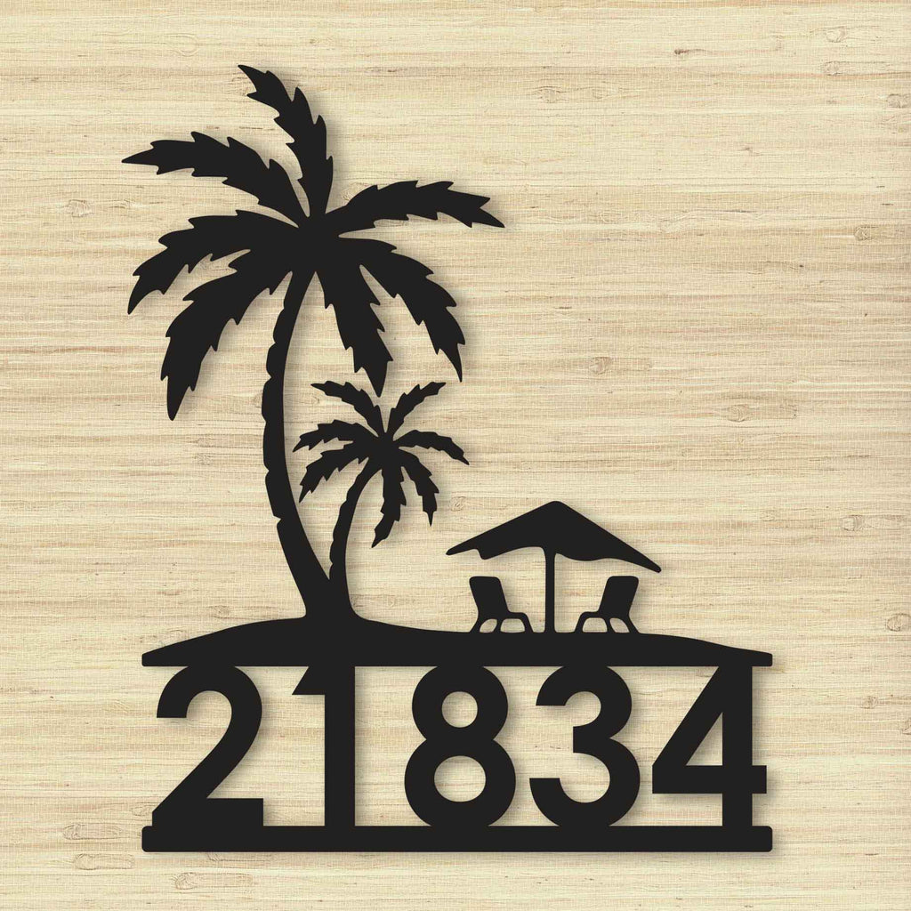 Palm Trees Metal Address Plate