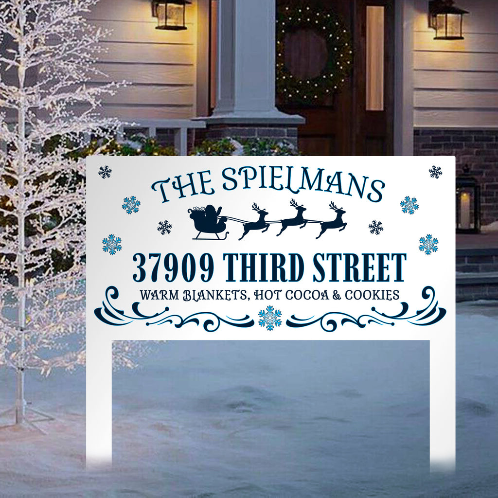 Color Splashed Cozy Christmas Address Sign