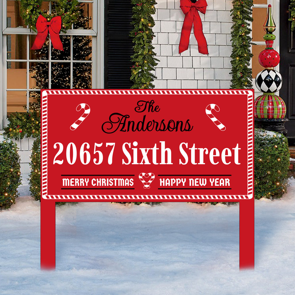 Color Splashed Merry Christmas Happy New Year Address Sign