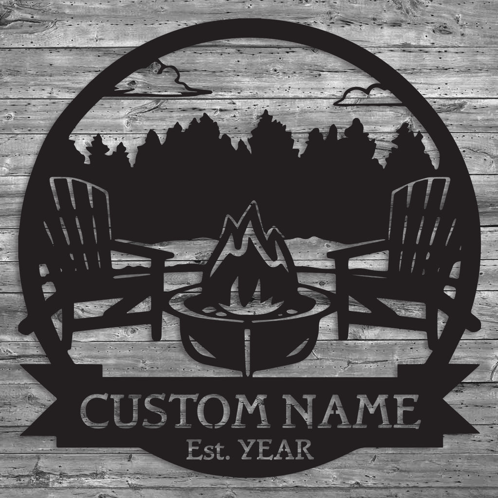 Custom Campfire with Trees Sign