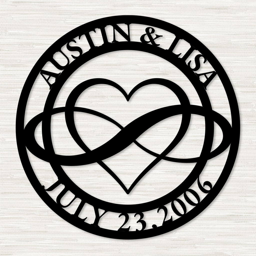 Custom Couple Infinity Heart Metal Art