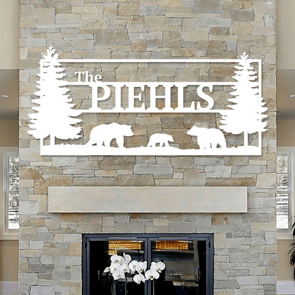 Custom Bear Metal Art With Family Name Made In The USA K S Design custom-bear-metal-art-with-family-name-made-in-the-usa-k-s-design