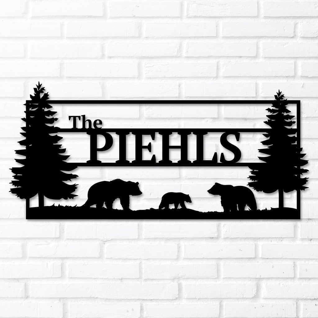 Custom Bear Metal Art With Family Name Made In The USA K S Design custom-bear-metal-art-with-family-name-made-in-the-usa-k-s-design