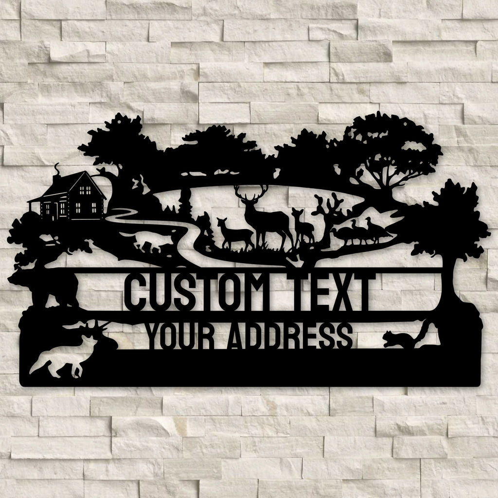 Custom Outdoors & Wildlife Metal Address Sign