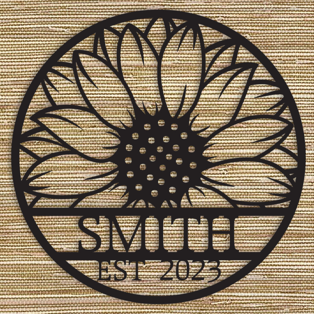 Custom Sunflower Monogram Metal Wall Decor